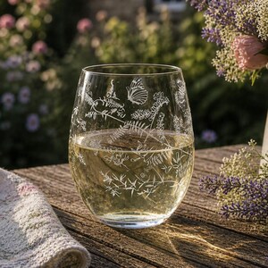VERRE JARDINIER FLEURI | Verre à vin/eau sans pied avec motif floral 36 cl