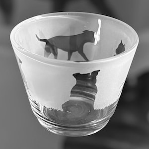 STAFFORDSHIRE BULL TERRIER Tealight | Rustic Glass Tea Light Holder with Staffy design | Staffie Gifts | Staffordshire Terrier Mum Gift Idea