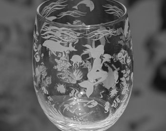UNDER THE SEA | 36cl Kieliszek do wina/wody bez nóżki z motywem podmorskim