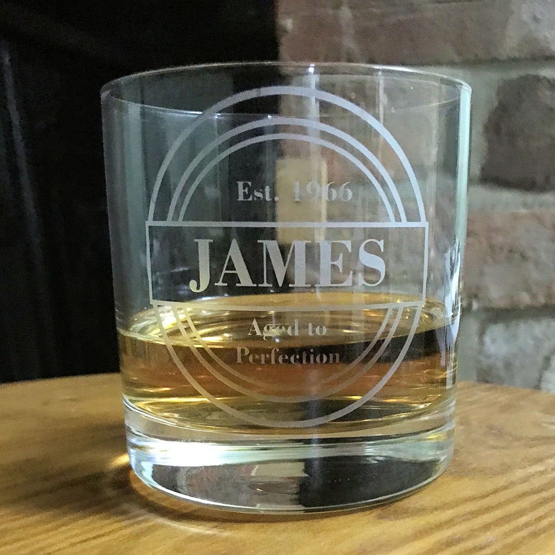 PERSONALISED CRYSTAL GLASS Whisky Tumbler 30cl Custom Gift for Him Whiskey Gift for Men Water