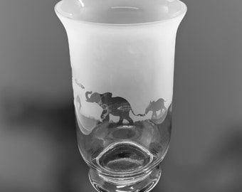 ELEPHANT VASE GIFT | 27cm Clear Crystal Glass Vase Elephant Frieze design