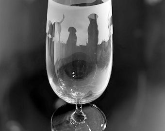 LABRADOR RETRIEVER GLASS | Craft Beer Glass - Iced Tea Glass - Water Glass - 46cl Crystal Glass with Labrador Frieze | Labrador Theme Gift
