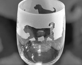 GLEN of IMAAL TERRIER | 36 cl wijn-/waterglas zonder steel met gegraveerd Glen of Imaal Terrier-ontwerp