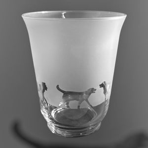 LABRADOR RETRIEVER VASE | 18cm Clear Flared Glass Vase or Candleholder with Labrador Retriever Frieze design