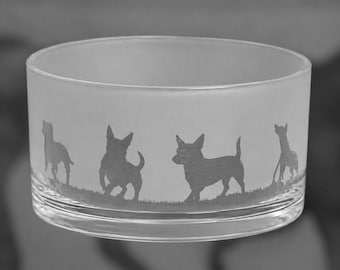 LANCASHIRE HEELER BOWL | Clear Rustic Glass Bowl with Heeler Frieze Design