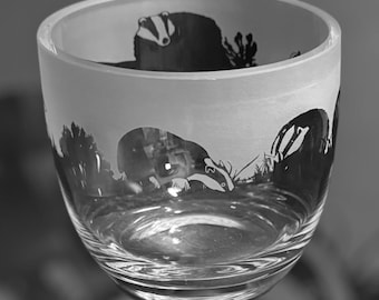 BADGER CANDLEHOLDER Crystal Glass Candle holder with Badger Frieze Design - Perfect for ball or church pillar candle