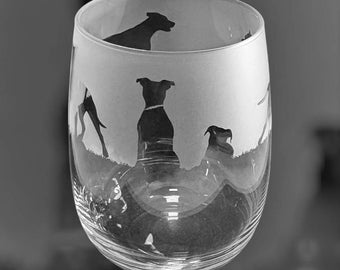 AMERICAN STAFFY GLASS | 36 cl wijn-/waterglas zonder steel met American Staffordshire Terrier-ontwerp