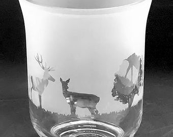 Stag Frieze Clear Glass Vase (14.5cm, Boxed)