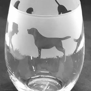COPA LABRADOR / Copa de vino o agua sin tallo de 36 cl con diseño de perro Labrador Retriever