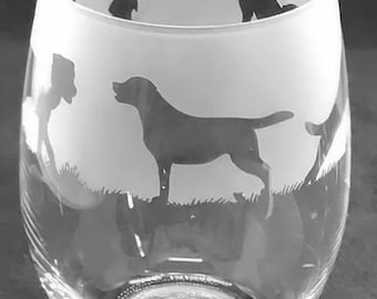 LABRADOR GLASS | 36cl Stemless Wine / Water Glass with Labrador Retriever Dog Design