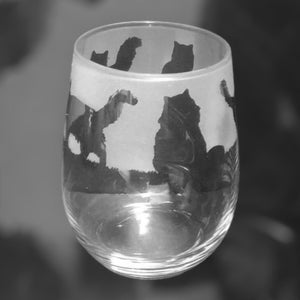 RAGDOLL CAT GLASS | 36cl Stemless Wine / Water Glass with Ragdoll Cat Frieze Design | Wine Gift for Cat Lover