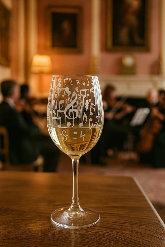 MUSIC WINE GLASS | 35cl Wine Glass With Musical Symbols Design | Musician  Gift Idea | Singing Mum - Etsy