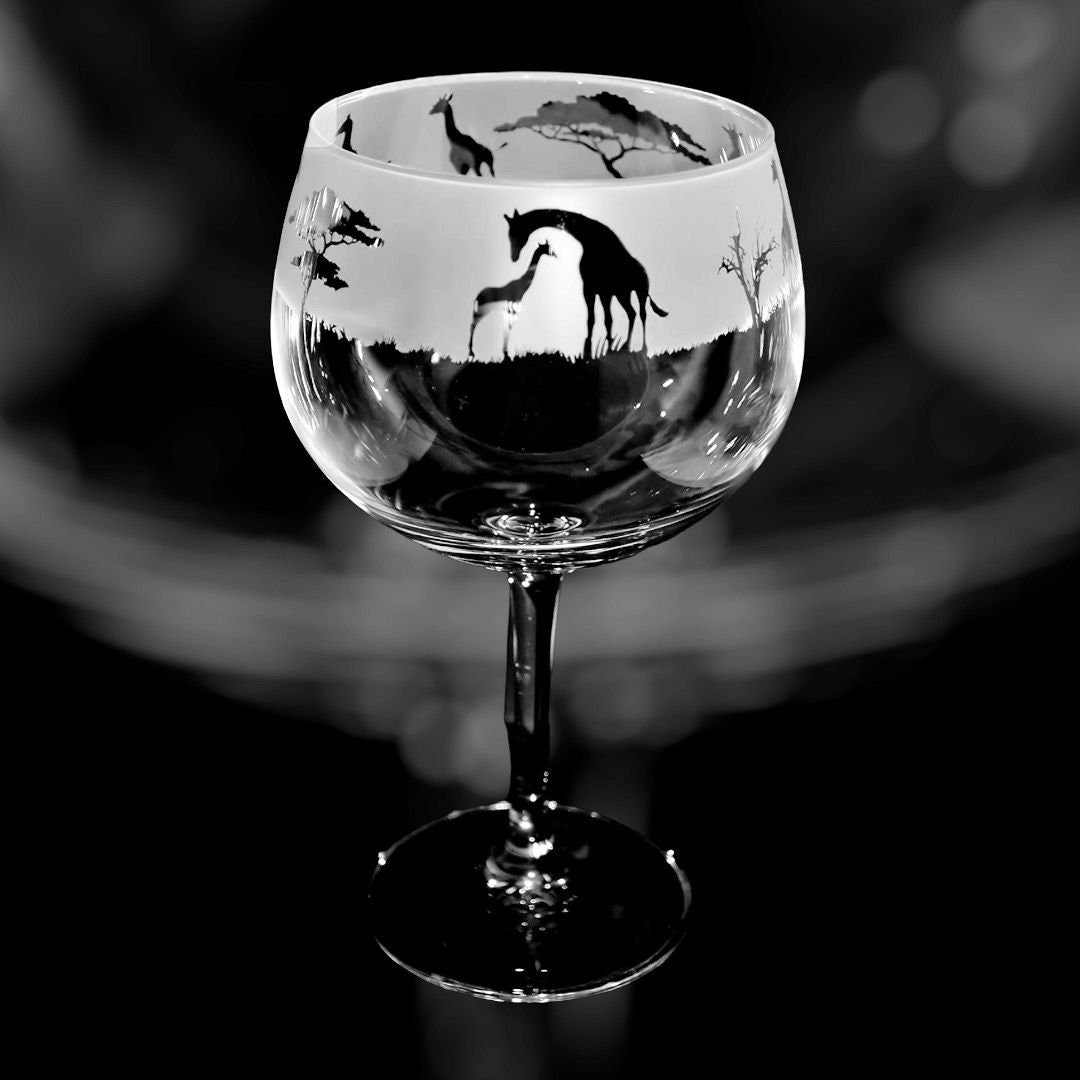 Giraffe Gin Ballonglas 70cl – Handgefertigt In Großbritannien, Sandgestrahltes Design
