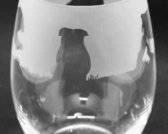 BRITISH BULLDOG GLASS | 36cl Stemless Wine / Water Glass with English Bulldog Design