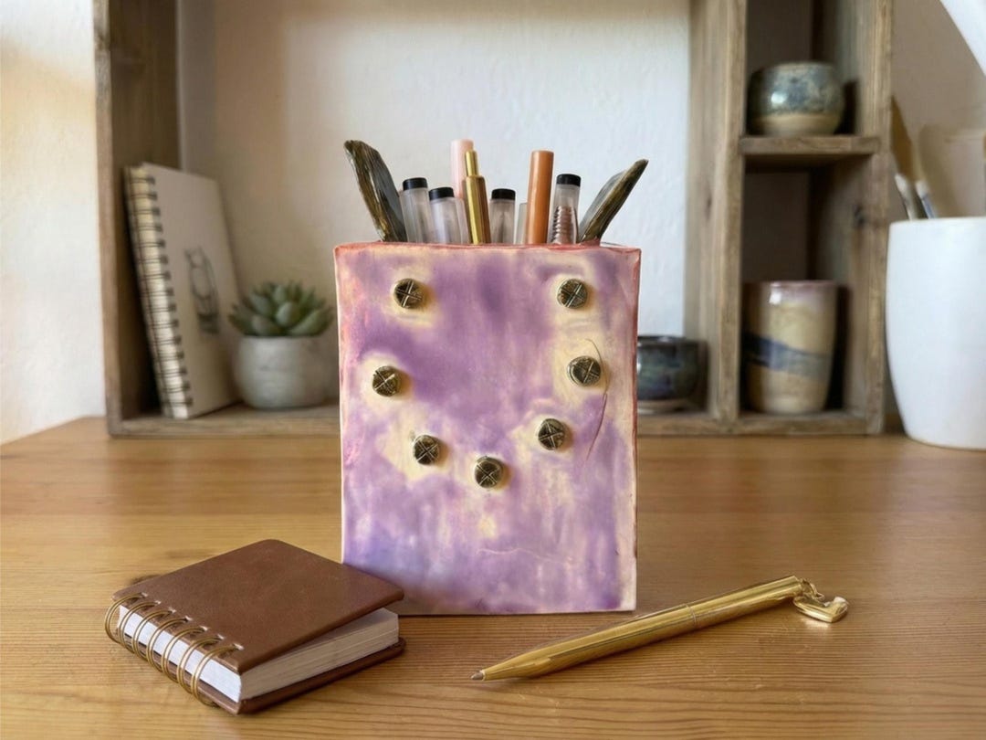 Vintage Brutalist Pottery - Studio Ceramic - Desk Organizer ...