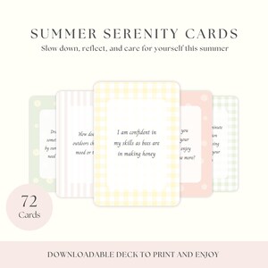 Printable Wellness Cards – 72 Summer Affirmations, Self-Care & Reflection cards – A4 Digital Download