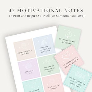 42 tarjetas motivacionales imprimibles y recortables (versión en inglés) - Descarga instantánea