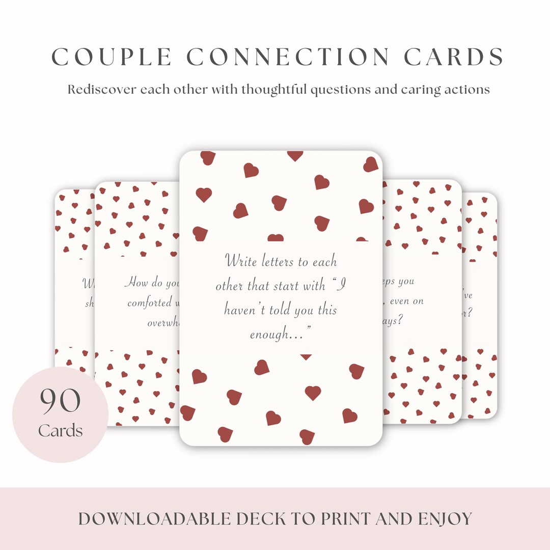 90 Printable Connection Cards for Couples – Relationship Game – A4 & US ...