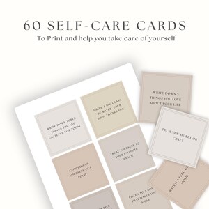 60 Cartes Self-Care Challenge à Imprimer | Défi Soin Personnel | PDF A4 US Letter | Tons Beiges | Suivi Inclus - Version anglaise