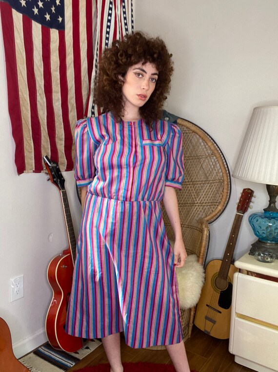 1980s Striped Rainbow Dress - image 4