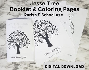 Parish/School use- Kids Jesse Tree booklet & coloring pages- DIGITAL DOWNLOAD