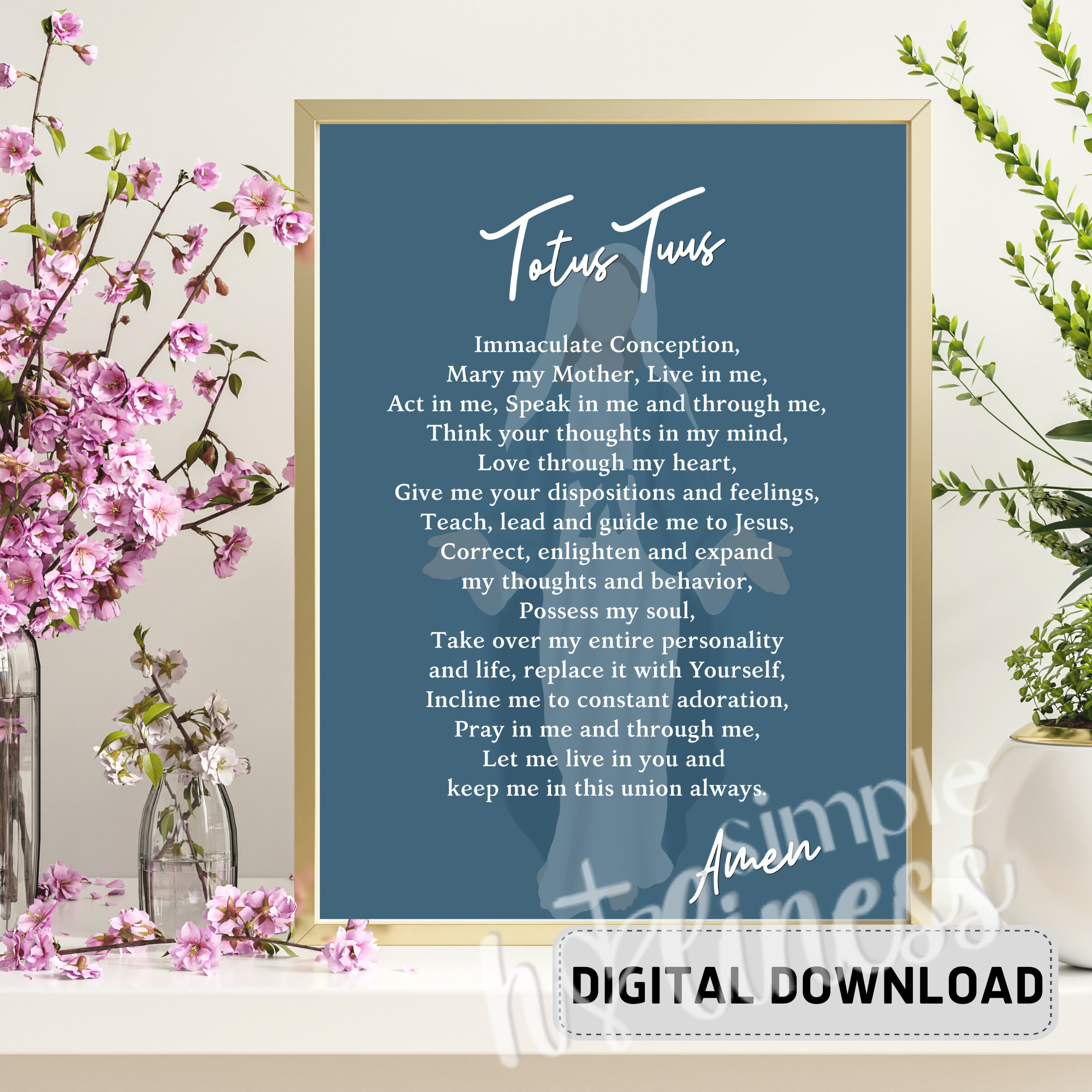 Totus Tuus Prayer- Mary Background PRINTABLE, DIGITAL DOWNLOAD - Etsy