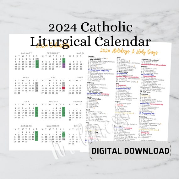 Calendrier catholique 2024 TÉLÉCHARGEMENT NUMÉRIQUE -  Canada