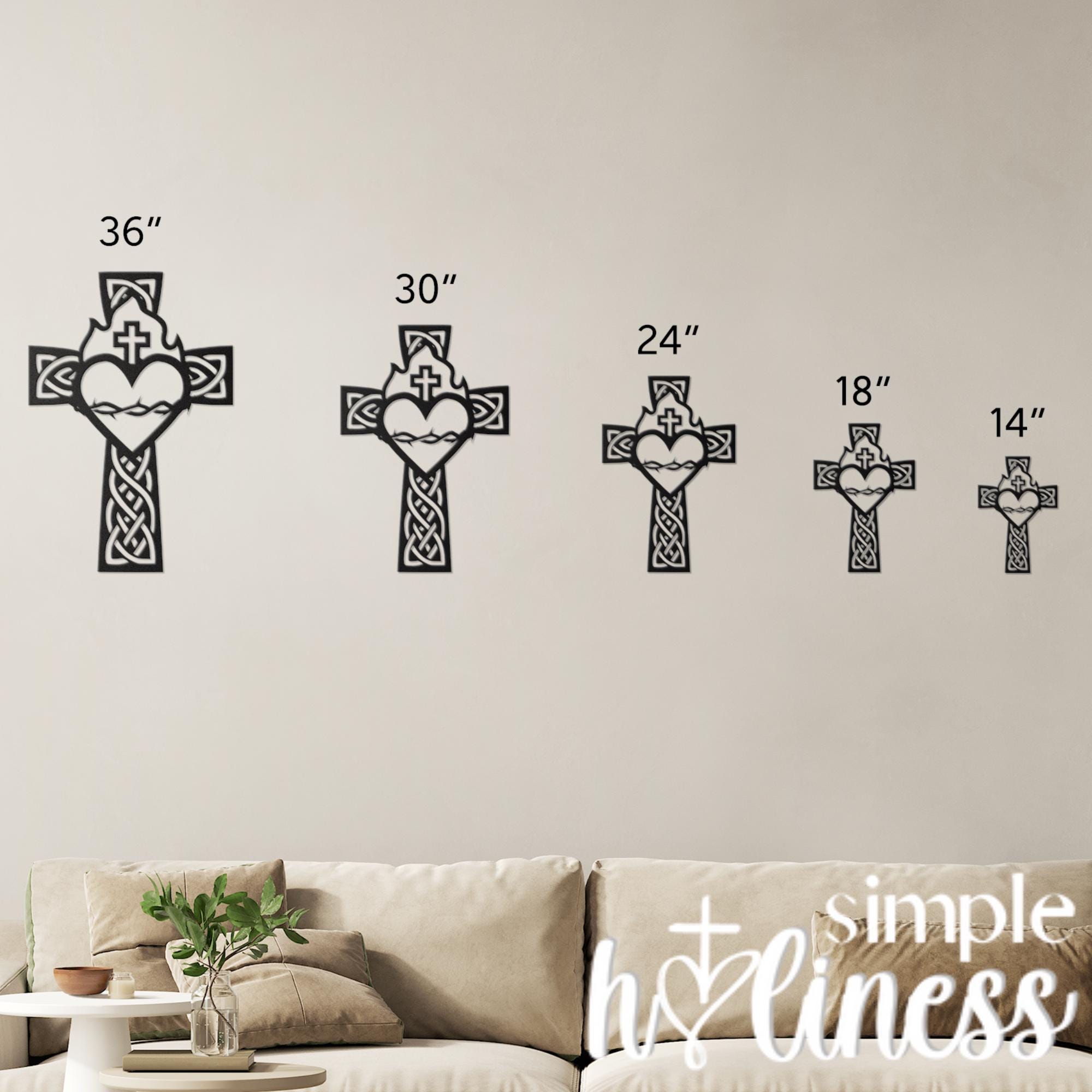 Celtic Cross With the Sacred Heart of Jesus Metal Wall Art