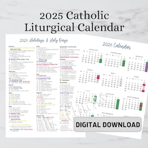 2025 Catholic Calendar- DIGITAL DOWNLOAD