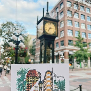 postale | postale de Vancouver | Gastown | Aquarelle | Art de voyage