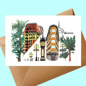 Postkarte | Vancouver Postkarte | Gastown | Aquarell Designed | Reisekunst