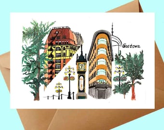 Postcard | Vancouver Postcard | Gastown | Watercolor Designed | Travel Art