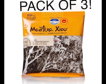 3 CONFEZIONI! (3x10 g) Confezione di gomma mastice naturale PURA al 100% di Chios Mastiha - Prodotto della Grecia.