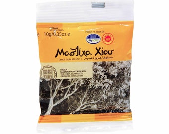 Chios Mastiha 100% PURE Natural Mastic Gum 10gm pack - Product Of Greece.