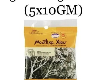 Confezione da 50 g (5x10) di Chios Mastiha 100% PURA gomma mastice naturale confezione da 10 g - Prodotto dalla Grecia.