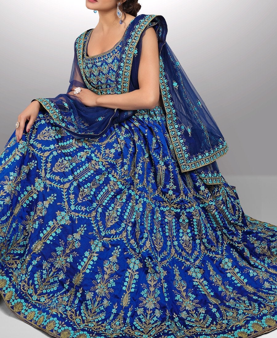 Kriti Sanon Blue Taffeta Silk Lehenga Choli for Women or Girls