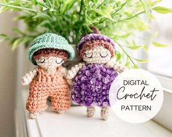 Mini Crocheted Doll Pattern, Crocheted Doll Pattern, Digital Crochet Pattern, Amigurumi Pattern, Small Crocheted Doll Pattern, Doll Pattern