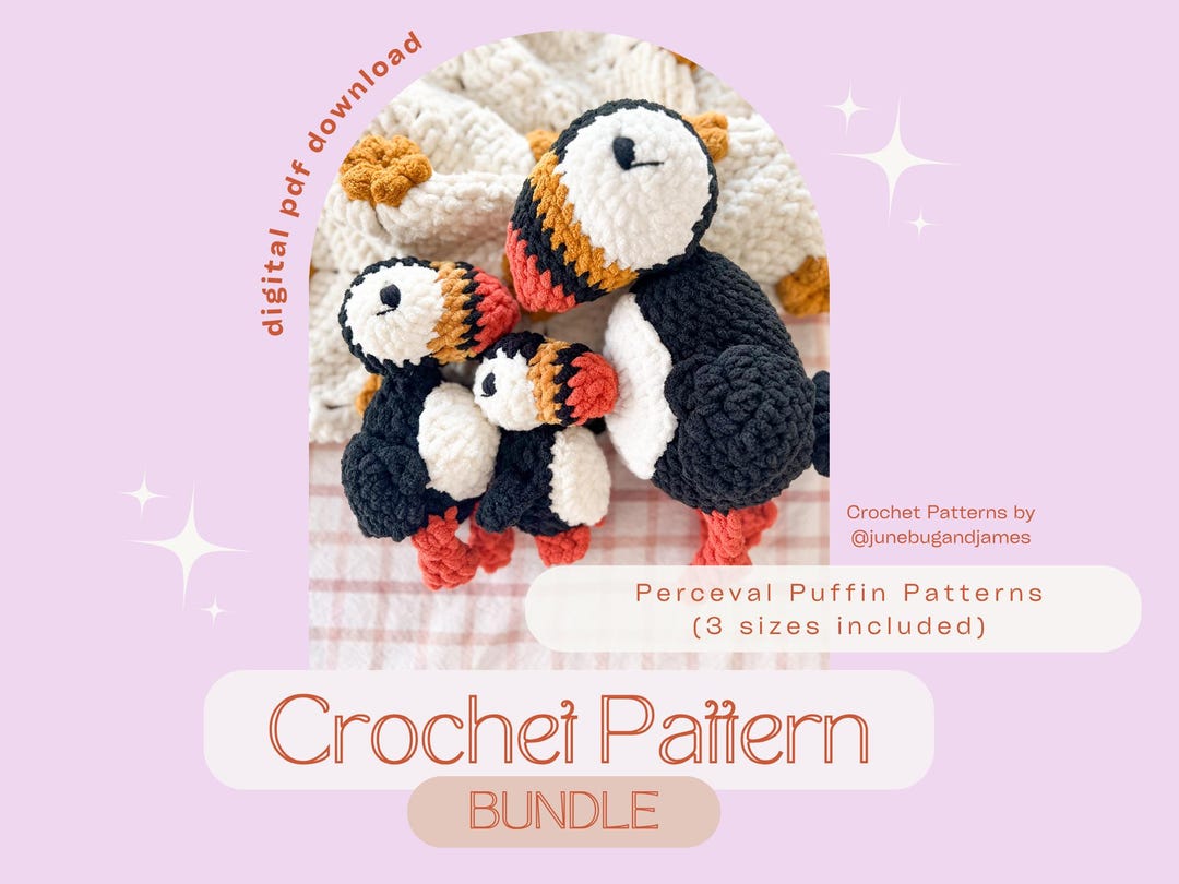 Mini Puffin Pattern Banknote Crochet Puffin Amigurumi Pattern Bundle, 3 Sizes (digital PDF) - Etsy