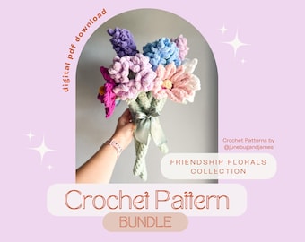 Crochet Flower Bouquet Pattern Bundle, Friendship Florals (PDF Pattern)