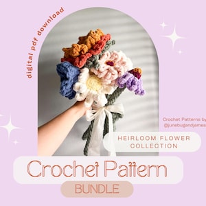 Flower Bouquet Häkelanleitung Bundle, Häkelstrauß Muster, Sonnenblume häkeln, Zinnia häkeln, Gänseblümchen häkeln, NO-SEW Häkelanleitungen