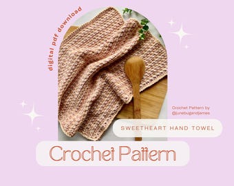 Patrón de crochet para toalla de mano "Sweet Heart": Paño de cocina fácil (Descarga digital en PDF)