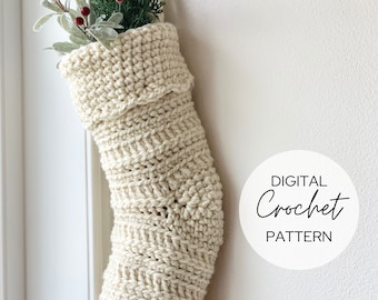 Crochet Christmas Stocking Pattern, Stocking Pattern, Crochet Pattern, Crochet Christmas Stocking, Christmas Decor Pattern, Holiday Stocking