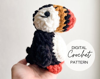 BABY Perceval Puffin Amigurumi Pattern, Digital Crochet Puffin Pattern, Amigurumi Puffin, Crocheted Puffin, Crocheted Puffin Stuffie