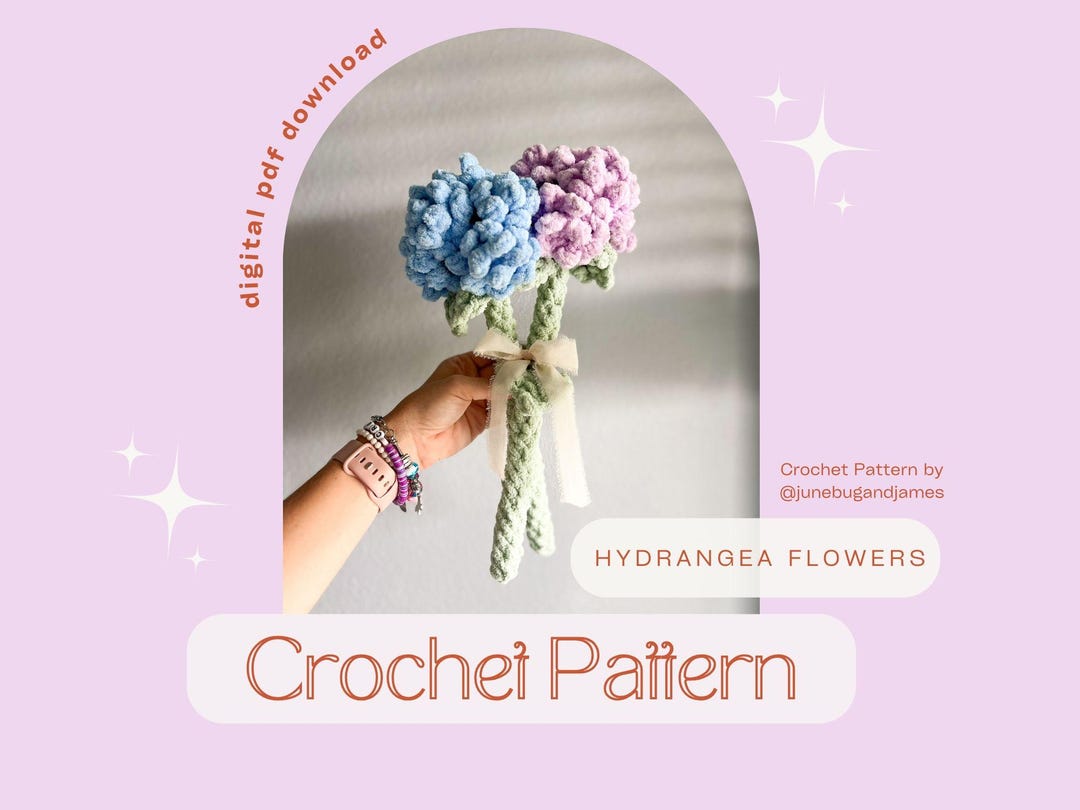 Crochet Hydrangea Flower Pattern, No-sew Floral Design, PDF Digital ...