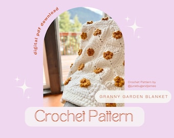 Crochet Flower Granny Square Blanket Pattern (Digital PDF)