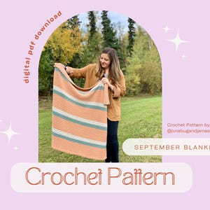 Haakpatroon dekentje september: eenvoudig gestreept voor baby of plaid (digitale download)