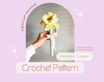 Plush Daffodil Flower Crochet Pattern Floral Bouquet No-Sew Pattern Digital PDF Teacher Gift Home Decor DIY Giant Flower