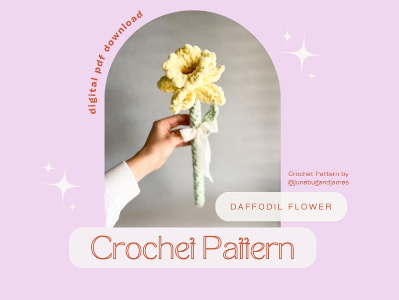 Crochet Daffodil Flower Pattern: No-Sew Floral Design (Digital Download) image 1