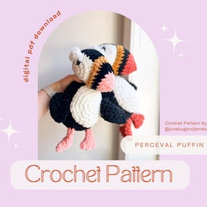 Crocheted Puffin Amigurumi Pattern, Digital Crochet Puffin Pattern, Amigurumi Puffin, Crocheted Puffin, Crochet Puffin Stuffie