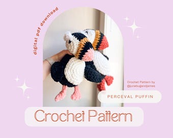Crocheted Puffin Amigurumi Pattern: Perceval Puffin (Digital PDF)